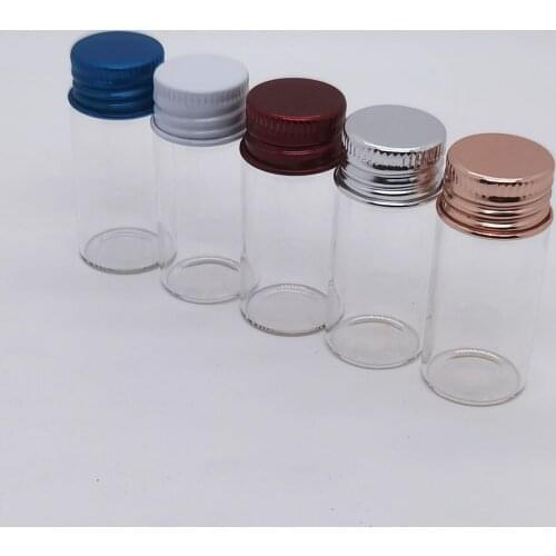50pcs/lot 10ml Clear Glass Bottle with Aluminum Screw Cap Reagent Store Container Tiny Glass Jars Bottles