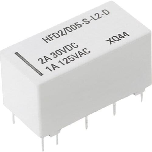 5V Coil Bistable Latching Relay DPDT 2A 30VDC 1A 125VAC HFD2/005-S-L2-D Realy Q84D
