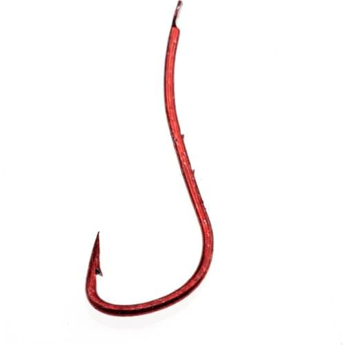 Rompin 100pcs/lot Red Baitholder Ryusen Kentuki Hook Central Draught Fish Hook Size 10-18 Earth Worm Ryusen Fishing Hooks