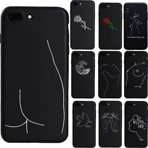 Modern Picasso Girl Flower Rose Kiss Line soft case for iphone 7 8 6 6s Plus 5s SE X XS Max XR Cover Case Funda Coque Shell