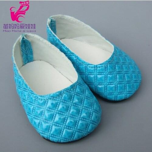 Doll Shoes fir for 43CM Reborn Baby Doll Blue Color Embossed Princess Flat Shoes for girl doll