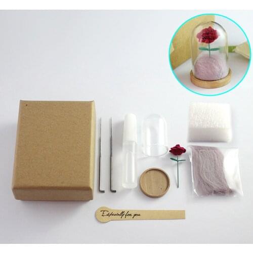 Creative Mini DIY Rose Glass Wish Bottle Decoration Wool Felt Material Miniature Globe Bubble Bottle Wedding Home Decoration