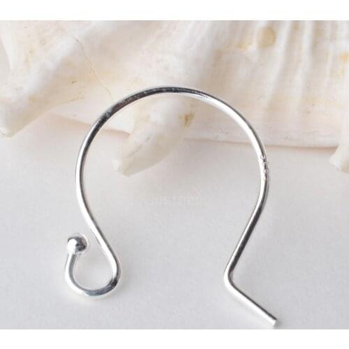 Ear hook, solid 925 sterling silver earring wire hooks with ball, sterling silver earring findings components