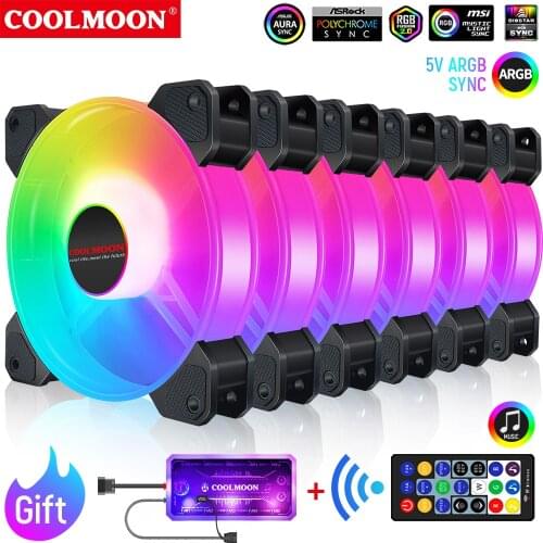 Yuhuan RGB Chassis Fan 120mm Desktop Computer Cooling Fan Phantom Color Changing Solar Eclipse Silent Fan