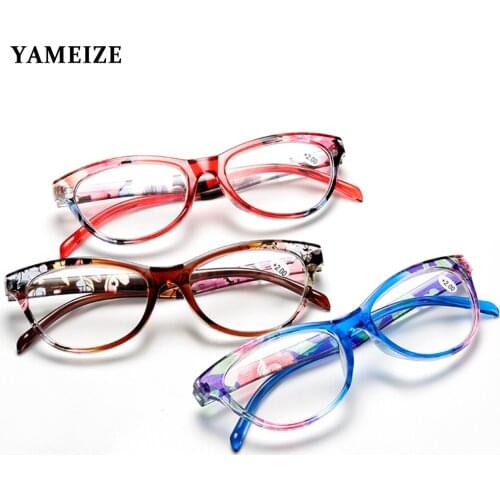 YAMEIZE Cat Eye Reading Glasses Women Lightweight Presbyopic Clear Lens Glasses 1.0 1.5 2.0 2.5 3.0 3.5 4.0 Presbyopia Eyewear