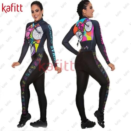 Kafitt Ladies Womens Clothing Free Shipping Cycling Jersey Set Cycling Equipment Long-sleeved Trousers Skinny Jumpsuit Cycling