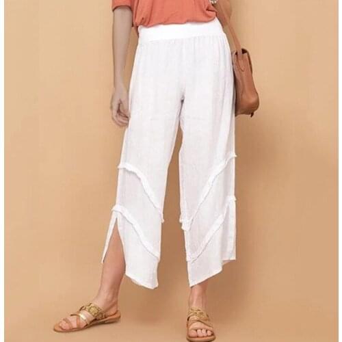 2021 summer hot sale fashion loose casual street solid color ruffled thin pocket trousers womens clothing