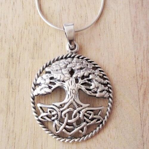 10pcs Yggdrasil Pendant Inspired Tree of Life Necklace Celtic Knot Roots Necklace 28mm Round Natural Tree Jewelry CT156