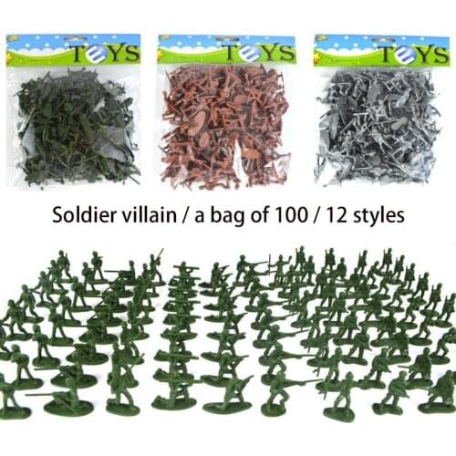 100Pcs 3.5cm Plastic 12 Styles Soldier Model Military Toy Set Childrens Gifts