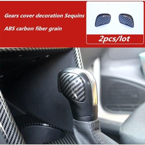 2pcs/lot Car stickers ABS carbon fiber grain Gears cover decoration Sequins for 2011-2017 Volkswagen VW POLO 6R 6C