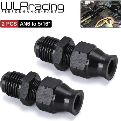 2 Pieces Straight 6AN Male Flare to 5/16" (OD 8mm) Tube Hose Fitting Adapter Fuel Hard Line Pipe Aluminum Black Anodized