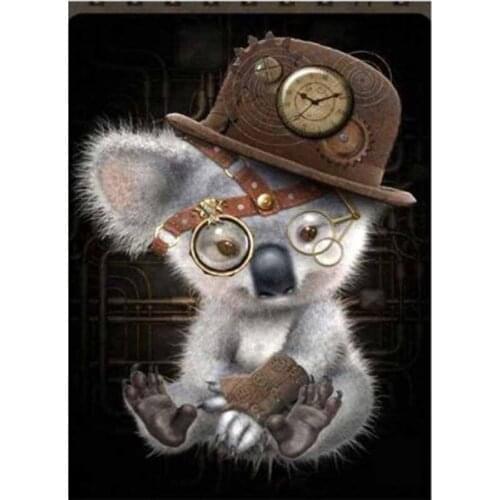 5D DIY round Mosaic Embroidery animal Koala hat Diamond Painting Full square Rhinestone cross stitch Needlework for kids gift