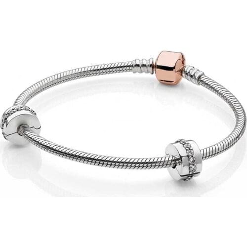 NEW 100% 925 Sterling Silver Holiday Rose Iconic Bracelet Gift Set fit DIY Original charm Bracelets jewelry A set of prices