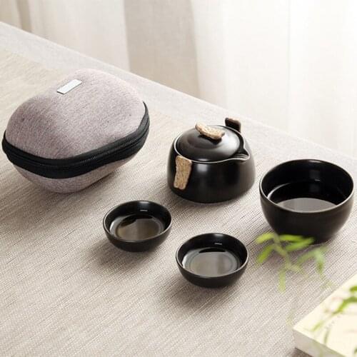 Chinese Ceramic Teapot Gaiwan Tea Cup 1 Teapot 3 Cups Tea Sets Portable Travel Tea Sets Drinkware