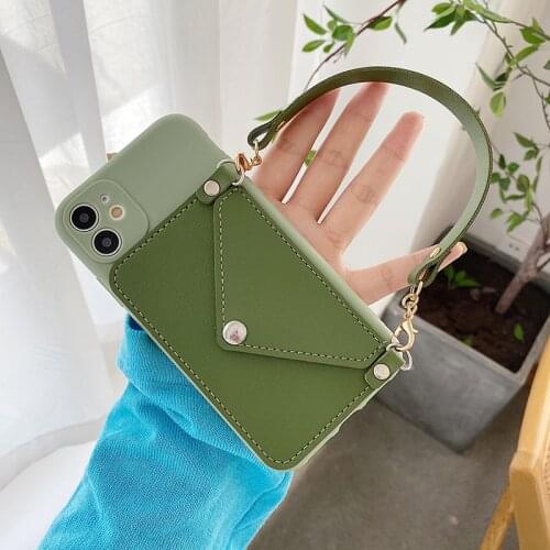 Cute Chain crossbody Neck Wrist Strap wallet Lanyard soft phone Case For iPhone 11 Pro Max 2 X XR XS Max 7 8 6s Plus Card Holder