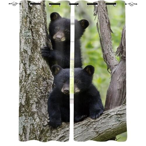 Black Bear Animal Tree Blackout Curtains For Living Room Window Curtains For Bedroom Kitchen Curtains Drapes Blinds