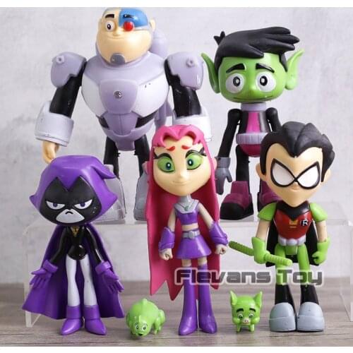 Robin Beast Boy Raven Cyborg Action Figures Toys Brinquedo Toy Girl Boy Christmas Gift 7pcs/set