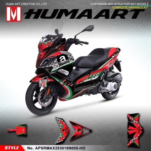 HUMAART Waterproof Stickers Scooter Bike Vinyl Wraps Kit for Aprilia SR MAX 250 300 2019 2020 (Style No.APSRMAX253019N005-HO)