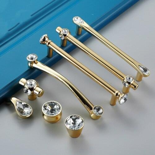 JD Crystal Gold Cabinet Knobs and Handles Gold Shoebox Closet Door Drawer Knobs Wardrobe Pulls Pullers with Screws Hardware