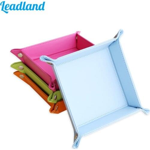 PU Leather Disc Changer Key Storage Box Coin Keys Trinket Tray for Serving Sundries Organizer 8 Colors Accessories Case