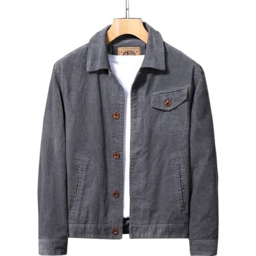 Mcikkny Men Spring Autumn Corduroy Jackets Solid Color Outwear Coats For Male Top Clothing Size M-4XL