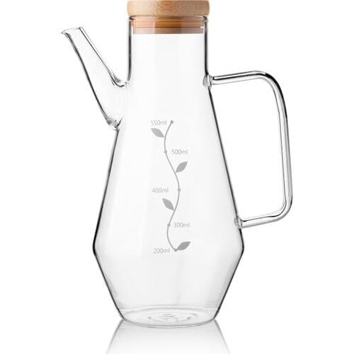 Queens Kitchen With Bamboo Lid 550ML Borasilikat Glass Oil-Jug