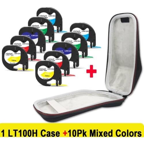 Labelwell 10PK 91201 91202 12267 tapes EVA Hard Case for Dymo Letratag LT100H LT-100H Label Maker Portable Travel Storage Bag