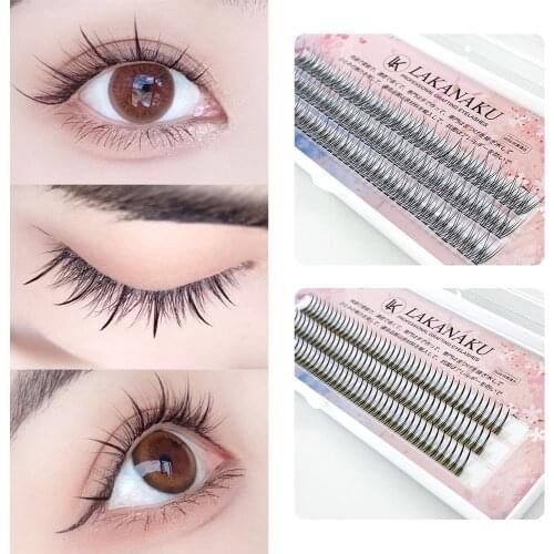 LAKANAKU Fishtail Fans A Shape Premade Spikes Lashes Tray Premium Volume Fans Eyelashes Extensions Kit Supplies for Eye Beauty