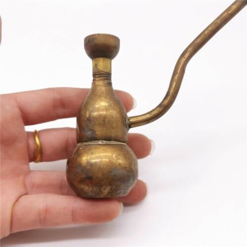 Early collection brass gourd pipe hookah bag tobacco pot pure copper
