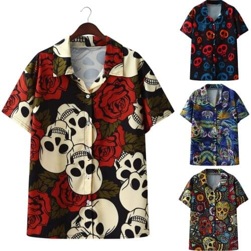 JAYCOSIN Ladies Fashion Tee Shirt Tops Clothes Camisetas Mujer,Men & Women Short Sleeve V Neck Skeleton Print Beach Shirts Tops