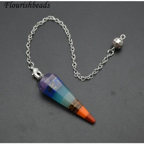 Natural Mix Stone Chakra Cone Shape Pendant Crystal Healing Enery Soul Pendulum