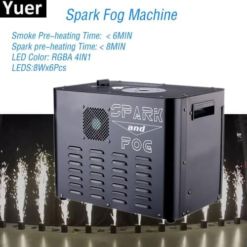 New 2300W Spark Fog Machine 8X6W RGBA 4IN1 LED Stage Lights Cold Spark Fountain DJ Machine DMX/Remote Control Spark Fog Machine