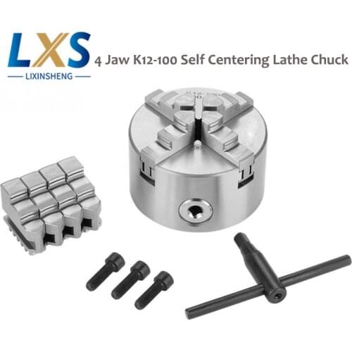 SANOU K12-100 Lathe Chuck 100mm 4'' Self-centering 4 Jaw Lathe Chuck Hardened Reversible Tool