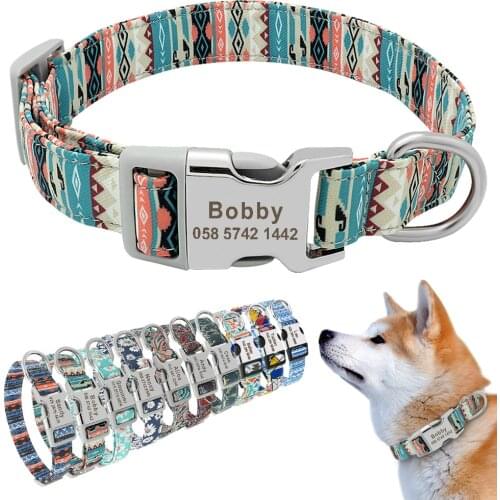 Personalized Dog Collar Nylon Engraved Puppy Tag Collar Custom Dog ID Tag Collars for Small Medium Dogs Beagle Pet Products
