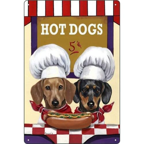 Hot Dogs Food Served,Stylish Weather Resistant Vintage Tin Sign Poster for Home Beach Bar Pub Wall Decor
