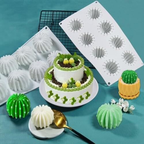 Durable Cake Mold Easy Demould Silicone Easy Clean 3D Cactus Ball Chocolate Cookie Mould White jelly jelly mold