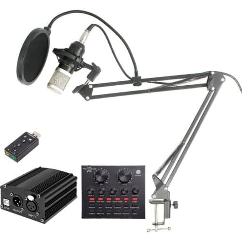 Professional Condenser Wired Mic Bundle BM800 Studio Microphone Vocal Recording KTV Karaoke Microphone Mic Stand For Computer