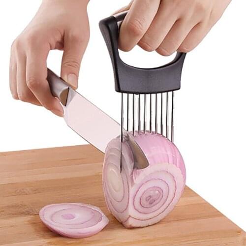 Stainless Steel Onion Cutter Kichen Accessories Slicer Onion Holder Fork Vegetable Slicer Tomato Needle Meat Chicken Frok