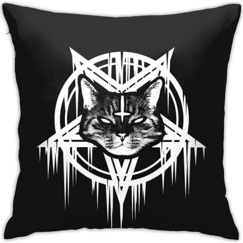 Satanic Cat Cushion Cover Pillowcase Solid Color Pillow Case Decor Sofa Pentagram Death Black Room Pillow Cover Decorative