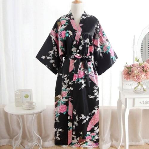 Sexy Robe Chinese Women Long Robe Print Flower Peacock Kimono Bathrobe Gown Bride Bridesmaid Wedding Robes Sexy Sleepwear