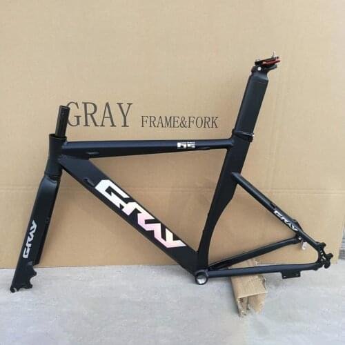 Gray road bike frame speed bike frame 48cm 52cm blue fixed gear bicycle frame include Aluminum alloy fork+stem+seatpost+BB
