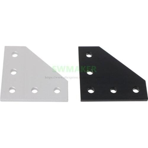 Silver / Black 90 Degree Joining Plate w/ 5 holes for Openbuilds CNC 3D Printer V-Slot 2020 3030 Aluminum profiles