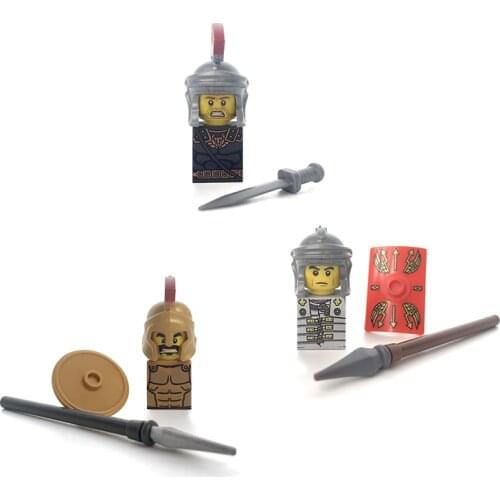 Medieval War Figures Soldiers Building Blocks Roman Knight Commander Spartan Gladiator Mini Brick Parts Toys Gifts for Children
