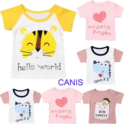 Toddler Kid Baby Boy Girl Top Summer T-shirt Sequins Short Sleeve Cotton Clothes Summer Clothes Cotton Set Printed