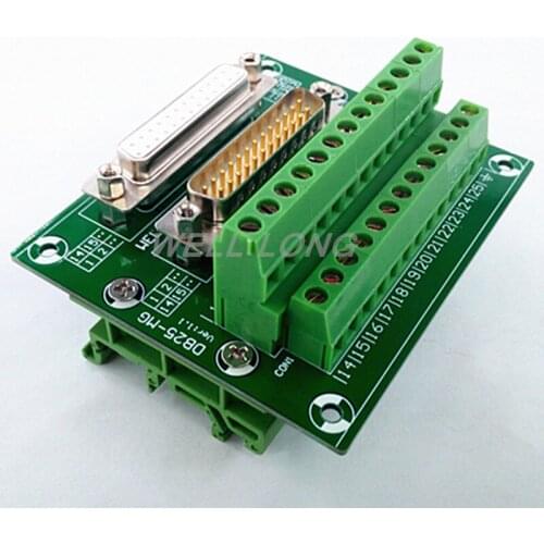 D-SUB DB25 Male and Female Header Breakout Board, Terminal Block, Connector