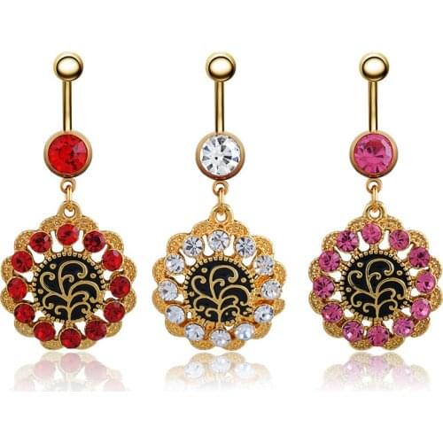 1Pc Vintage Tree Dangle Vintage Piercing Navel Belly Stainless Steel Belly Button Piercings barbell Navel Ring Body Jewelry