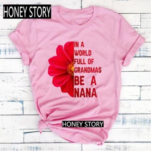 Women In a World Full Of Roses Be A Daisy T shirt Girl Sunflower Print Short Sleeve Pink T-shirt Female Harajuku Clothes