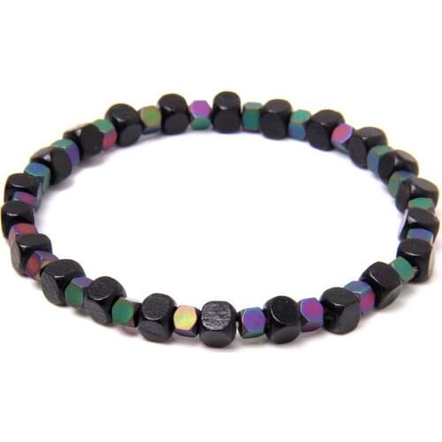 Multicolor Hematite Stone Beads Bracelet Men Round Natural Gem Stone Beaded Charm Eenrgy Bracelets for Women Male Yoga Jewelry
