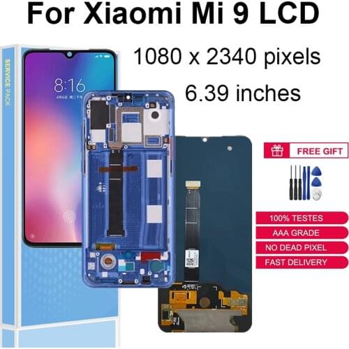 100% Tested 6.39" LCD Display For Xiaomi 9 Mi 9 Mi9 LCD Display Touch Screen Replacement with Frame Repair Spare Parts
