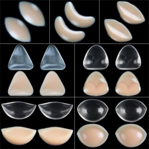 1 Pair Push Up Silicone Triangle Bikini Swimsuit Bra Insert Pads Bra Pads Pasties Invisable Breast Enhancer Lingerie Dropship